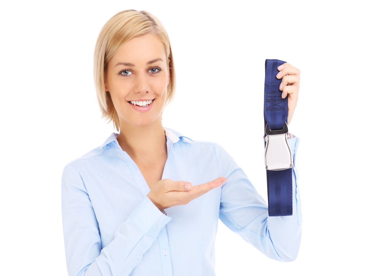 woman showing a seatbelt